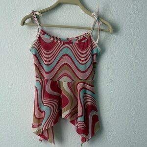 Sheer Colorful Wave Pattern Kids Tank Top